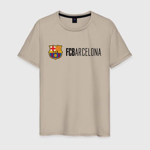 Мужская футболка хлопок с принтом Barcelona FC - эмблема, вид спереди #2