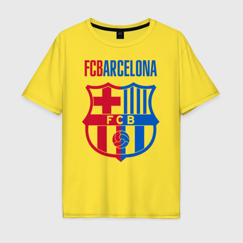 Мужская футболка хлопок Oversize Barcelona FC, цвет желтый