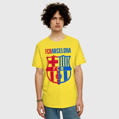 Мужская футболка хлопок Oversize Barcelona FC, цвет желтый - фото 3