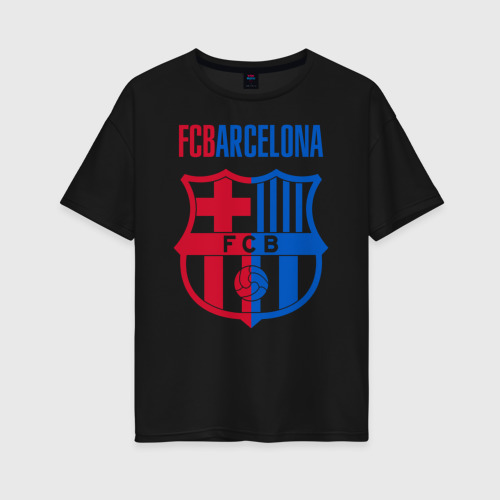 Женская футболка хлопок Oversize с принтом Barcelona FC, вид спереди #2