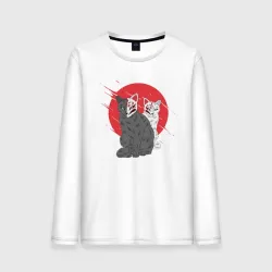 Мужской лонгслив хлопок Japan cats японские кошки