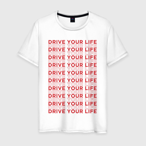 Мужская футболка хлопок drive your live red, цвет белый