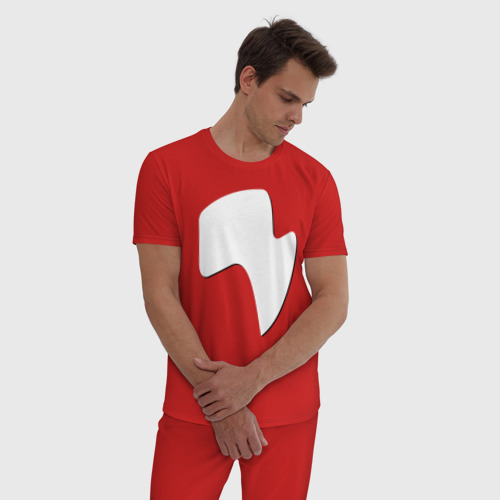 Мужская пижама хлопок огонёк white, цвет красный - фото 3