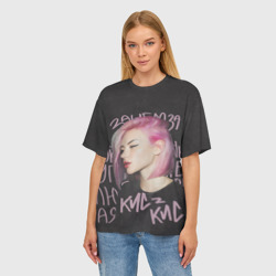 Женская футболка oversize 3D Алина Кис-кис - фото 2