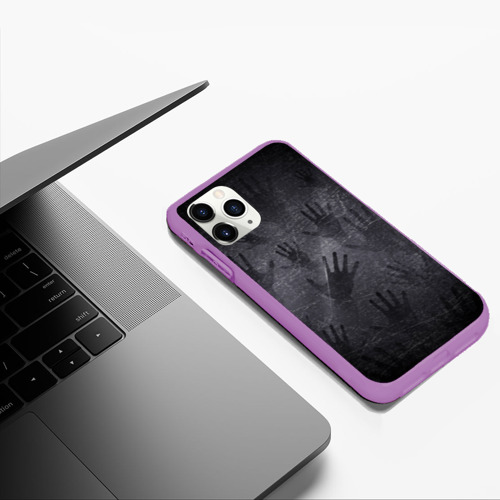 Чехол для iPhone 11 Pro Max матовый Ладони ушедших, цвет фиолетовый - фото 5