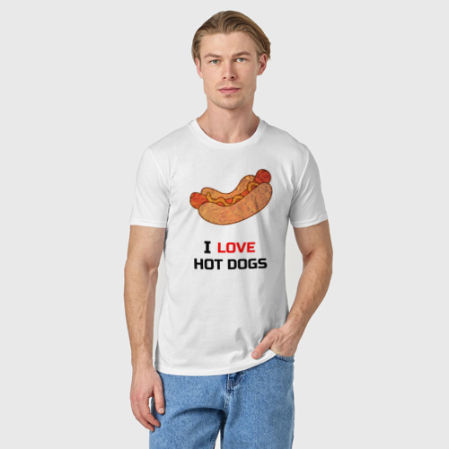 Мужская футболка хлопок Love HOT DOGS, цвет белый - фото 3