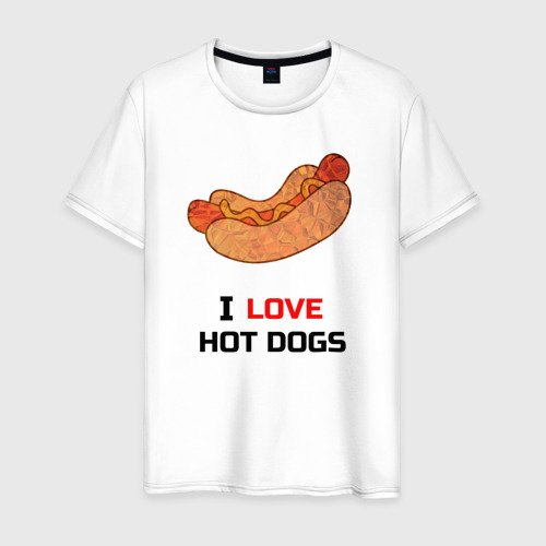 Мужская футболка хлопок Love HOT DOGS, цвет белый