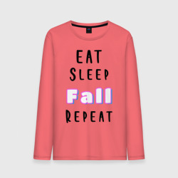 Мужской лонгслив хлопок Eat sleep fall guys repeat 