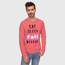 Мужской лонгслив хлопок Eat sleep fall guys repeat  - фото 2