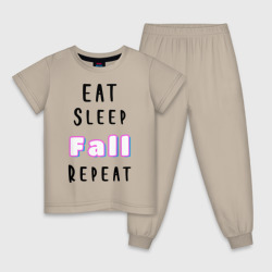 Детская пижама хлопок Eat sleep fall guys repeat 