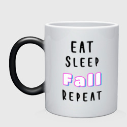 Кружка хамелеон Eat sleep fall guys repeat 