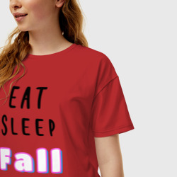 Женская футболка хлопок Oversize Eat sleep fall guys repeat  - фото 2