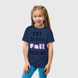 Детская футболка хлопок Eat sleep fall guys repeat  - фото 2