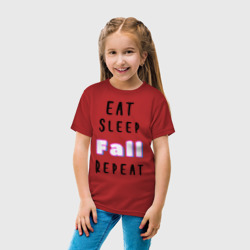 Детская футболка хлопок Eat sleep fall guys repeat  - фото 2