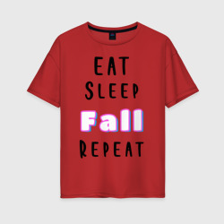 Женская футболка хлопок Oversize Eat sleep fall guys repeat 