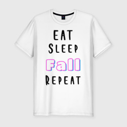 Мужская футболка хлопок Slim Eat sleep fall guys repeat 