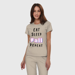 Женская пижама хлопок Eat sleep fall guys repeat  - фото 2