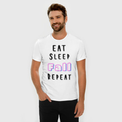 Мужская футболка хлопок Slim Eat sleep fall guys repeat  - фото 2