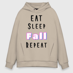 Мужское худи Oversize хлопок Eat sleep fall guys repeat 