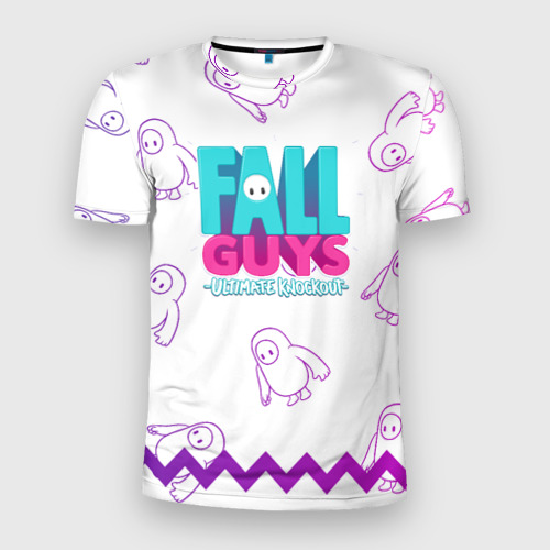 Мужская футболка 3D Slim с принтом Fall Guys узор, вид спереди #2