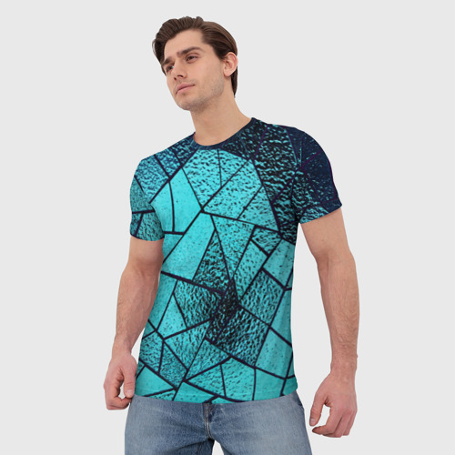 Мужская футболка 3D Неоновый витраж, цвет 3D печать - фото 3