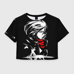 Женская футболка Crop-top 3D Черно-белая Микаса Аккерман