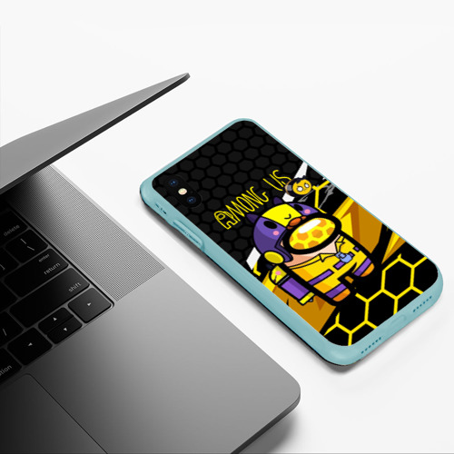Чехол для iPhone XS Max матовый Among   us  пчела, цвет мятный - фото 5