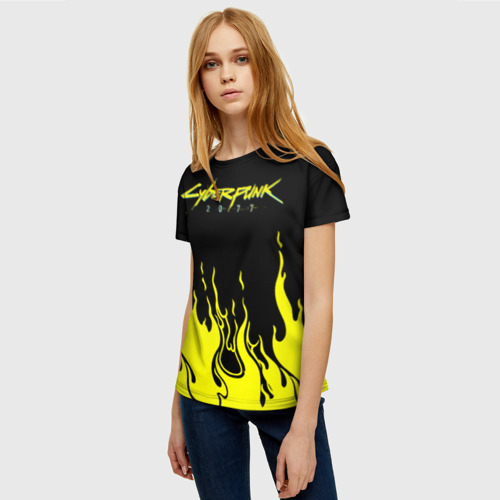 Женская футболка 3D с принтом Cyberpunk 2077, фото на моделе #1