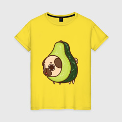Женская футболка хлопок Мопс-авокадо