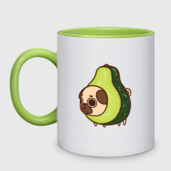 Кружка двухцветная Мопс-авокадо