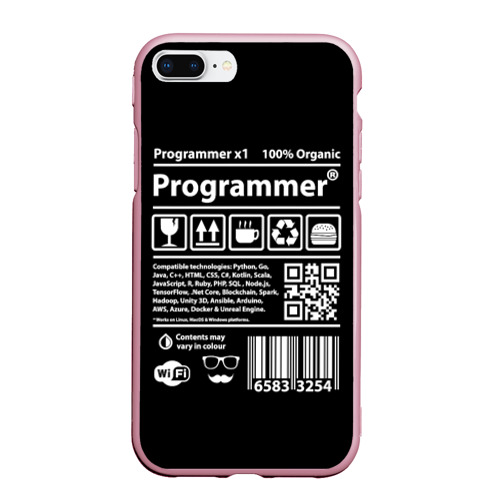 Чехол для iPhone 7Plus/8 Plus матовый Programmer, цвет розовый