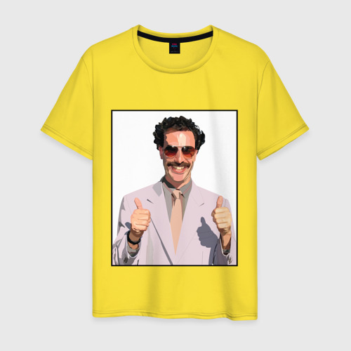 Мужская футболка хлопок Борат, цвет желтый