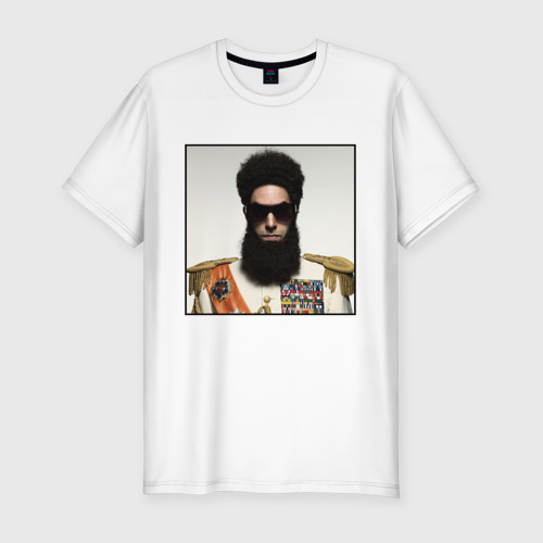 Мужская футболка приталенная из хлопка с принтом Борат диктатор, вид спереди №1