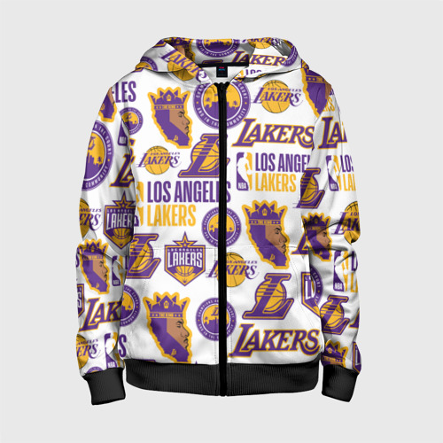 Детская толстовка 3D на молнии Lakers logo, цвет черный