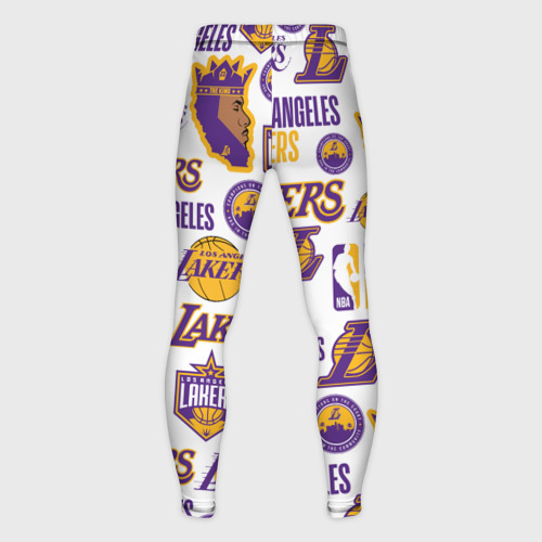 Мужские тайтсы 3D с принтом Lakers logo, вид сзади #1