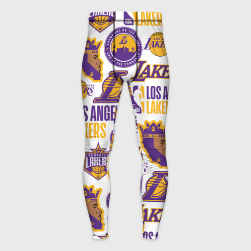 Мужские тайтсы 3D с принтом Lakers logo, вид спереди #2