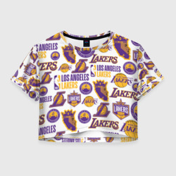 Женская футболка Crop-top 3D Lakers logo