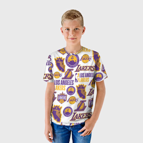 Детская футболка 3D с принтом LAKERS LOGO, фото на моделе #1