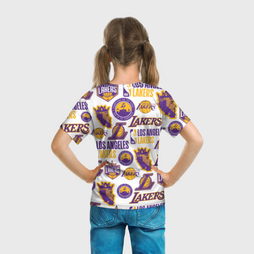 Детская футболка 3D с принтом LAKERS LOGO, вид сзади #2