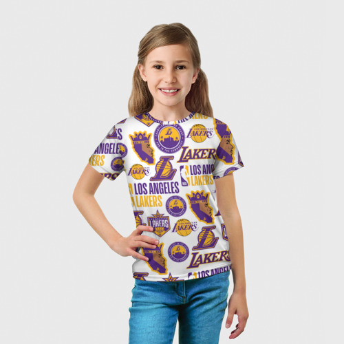 Детская футболка 3D с принтом LAKERS LOGO, вид сбоку #3