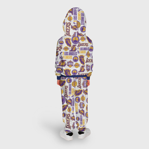Детский костюм с толстовкой с принтом Lakers logo, вид сзади #2