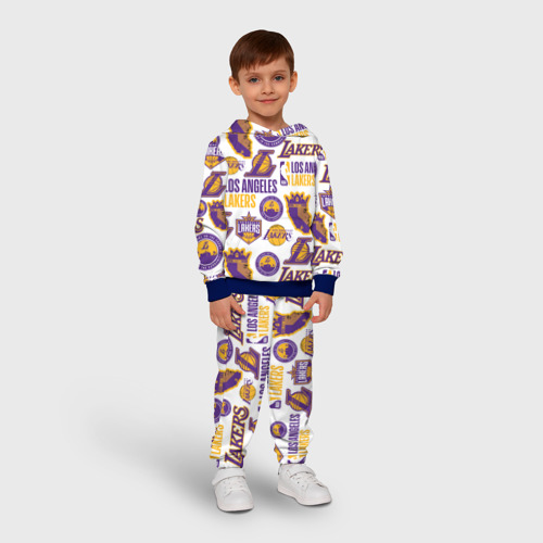 Детский костюм с толстовкой с принтом Lakers logo, фото на моделе #1