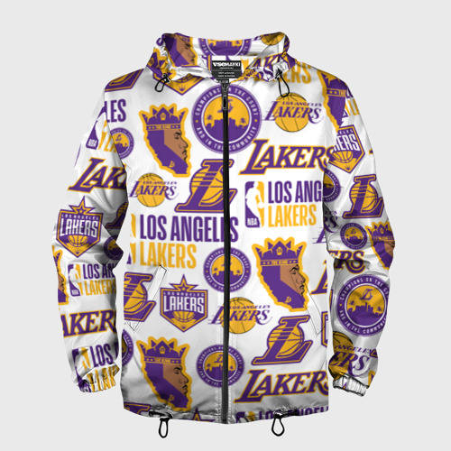 Мужская ветровка 3D Lakers logo, цвет черный
