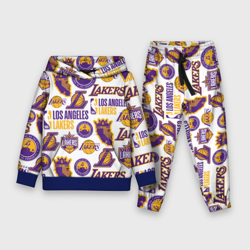 Детский костюм с толстовкой с принтом Lakers logo, вид спереди #2