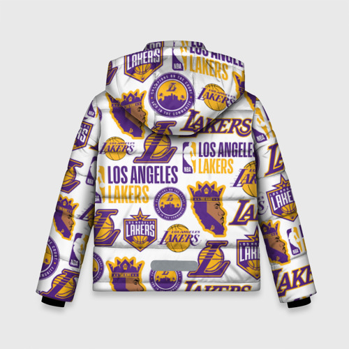 Зимняя куртка для мальчиков 3D с принтом Lakers logo, вид сзади #1