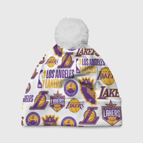 Шапка 3D c помпоном Lakers logo, цвет 3D печать