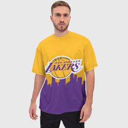 Мужская футболка oversize 3D Los Angeles Lakers - фото 2