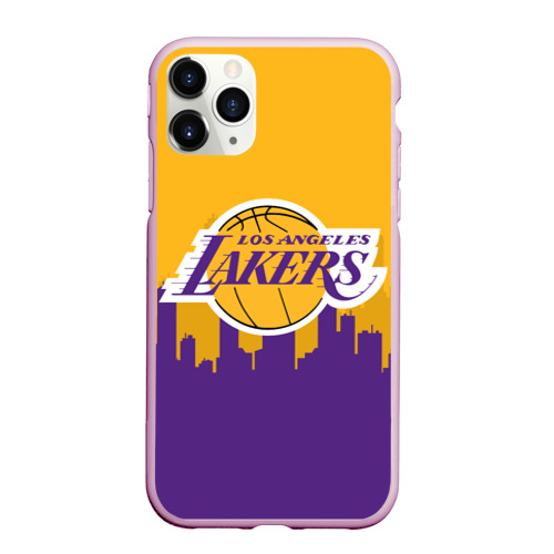 Чехол для iPhone 11 Pro Max матовый Los Angeles Lakers, цвет розовый