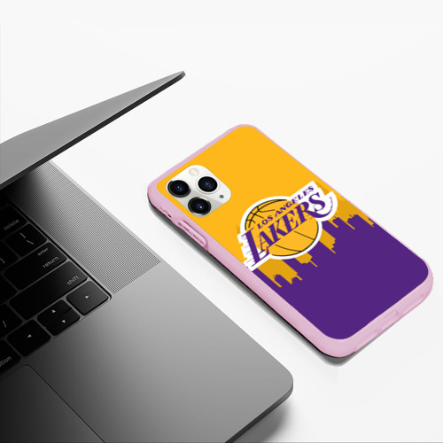 Чехол для iPhone 11 Pro Max матовый Los Angeles Lakers, цвет розовый - фото 5