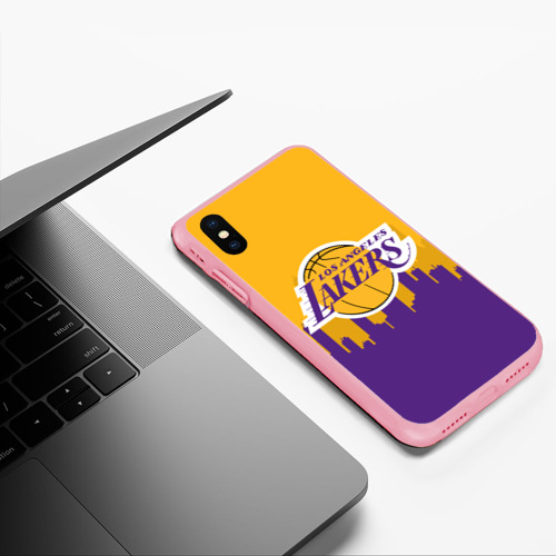 Чехол для iPhone XS Max матовый Los Angeles Lakers, цвет баблгам - фото 5